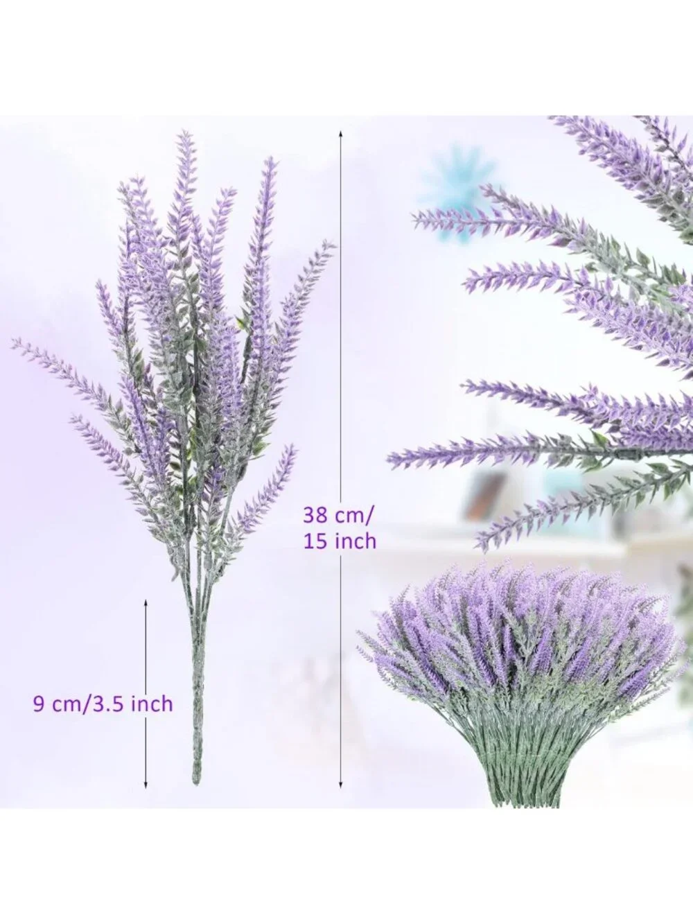 30 Bundles UV Resistant Artificial Lavender Flowers - No Fade Faux Plants for
